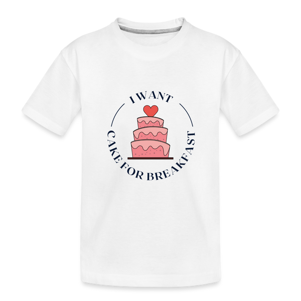 I want cake for breakfast Kids Shirt | happyhappyyeah! - weiß