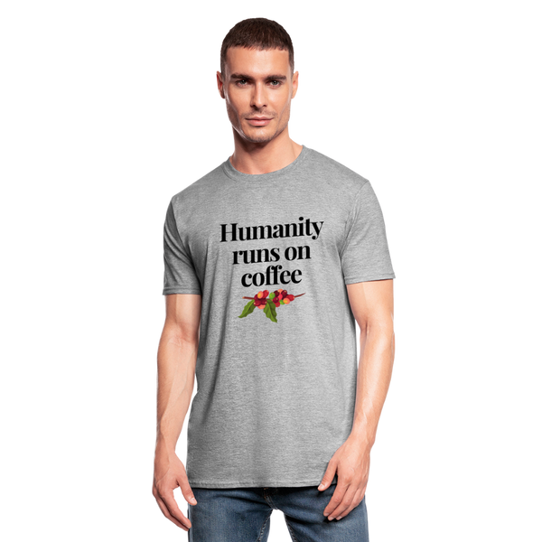 Humanity runs on coffee unisex Shirt | happyhappyyeah! - Grau meliert