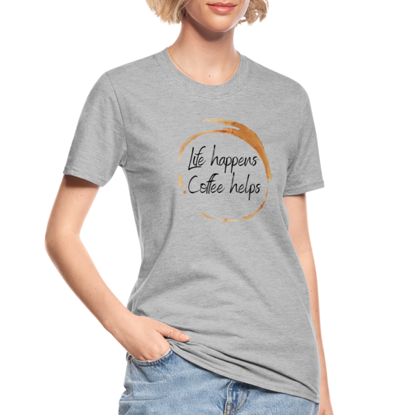 Life happens coffee helps unisex Shirt | happyhappyyeah! - Grau meliert