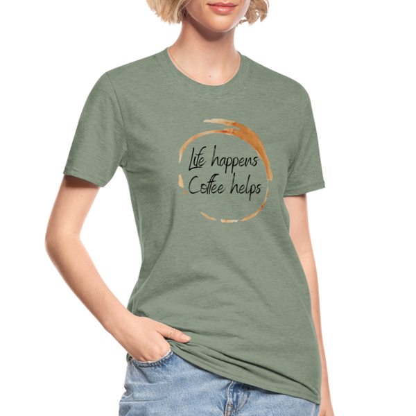 Life happens coffee helps unisex Shirt | happyhappyyeah! - Militärgrün meliert