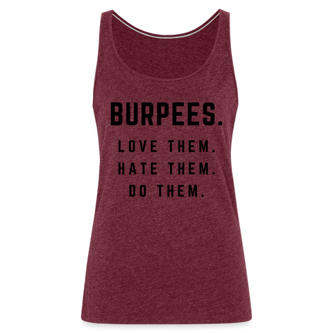 Burpees Love Tank Top | happyhappyyeah! - Bordeauxrot meliert